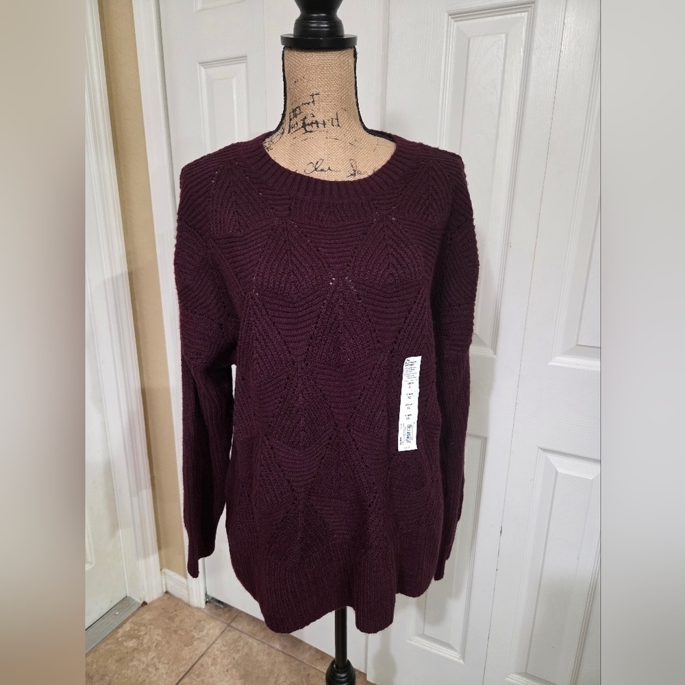 Sonoma New Burgundy Patterned Sweater